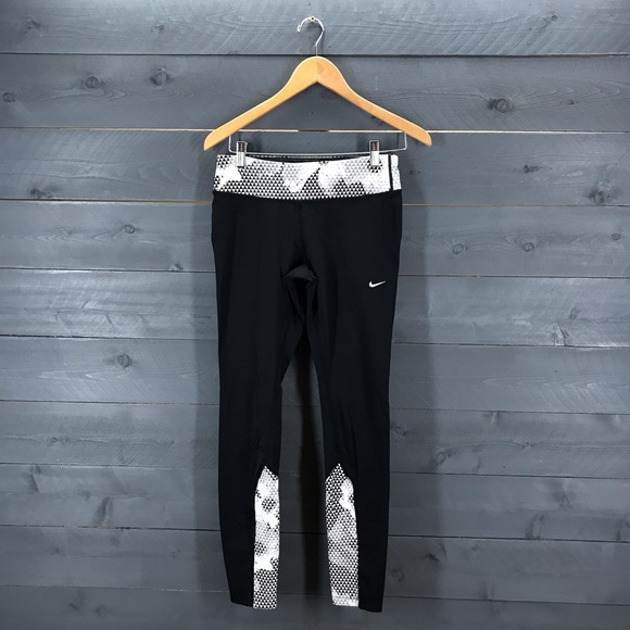 Nike Pants - NIKE DriFit Running Tights Leggings Black White M